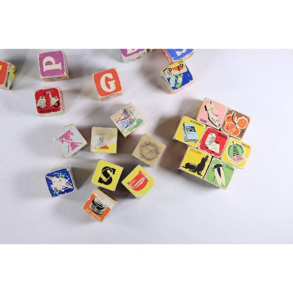 1960s mcm retro Picture Cubes AS IS, WB 260 made in China, alphabet blocks - Picture 8 of 10
